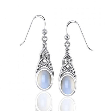 Celtic Knot Gemstone Inlay Earrings TER556 - Jewelry